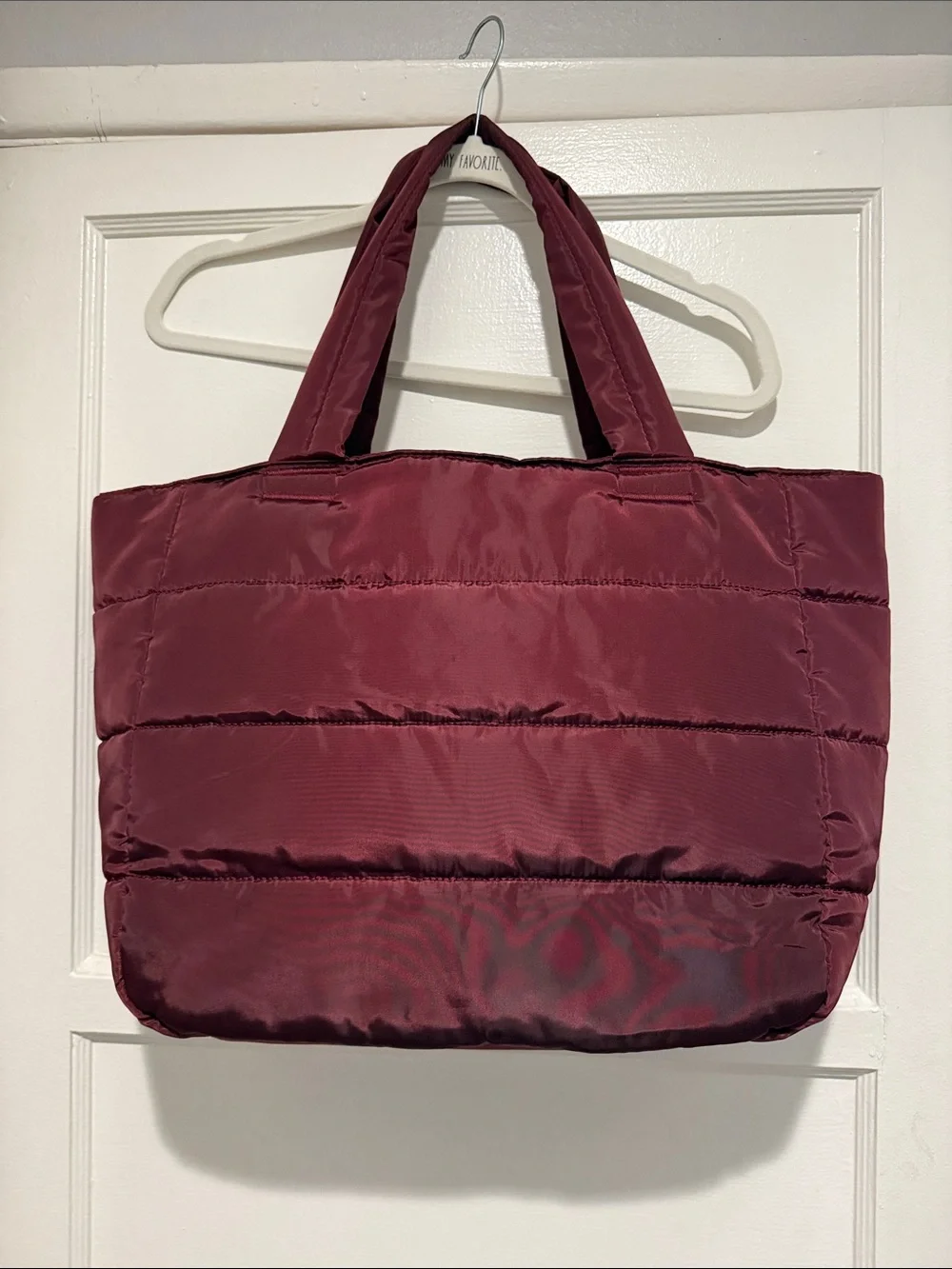 Padded Quilted Tote Bag in Burgundy